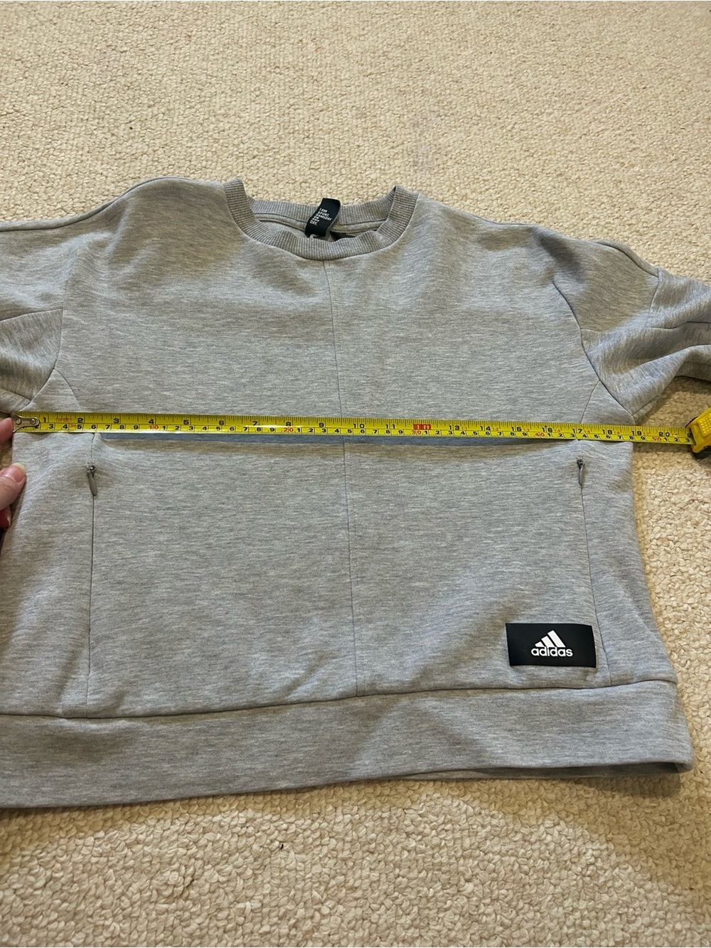 Adidas Wrapped 3-Stripes sweatshirt Slightly cropped Size XS Gray White Pockets - Picture 9 of 12